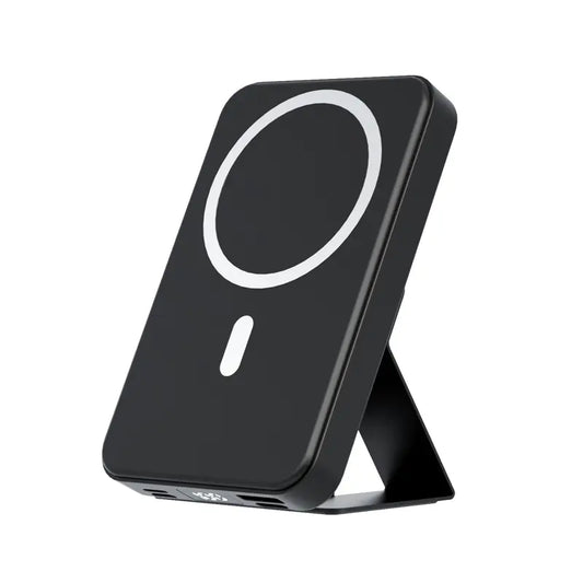 10000mAh Magnetic Power Bank – Portable Charger with Foldable Stand, LED Digital Display, Charge iPhone & Android Devices Simultaneously