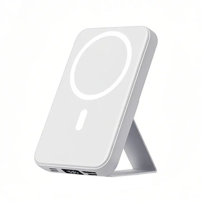 10000mAh Magnetic Power Bank – Portable Charger with Foldable Stand, LED Digital Display, Charge iPhone & Android Devices Simultaneously