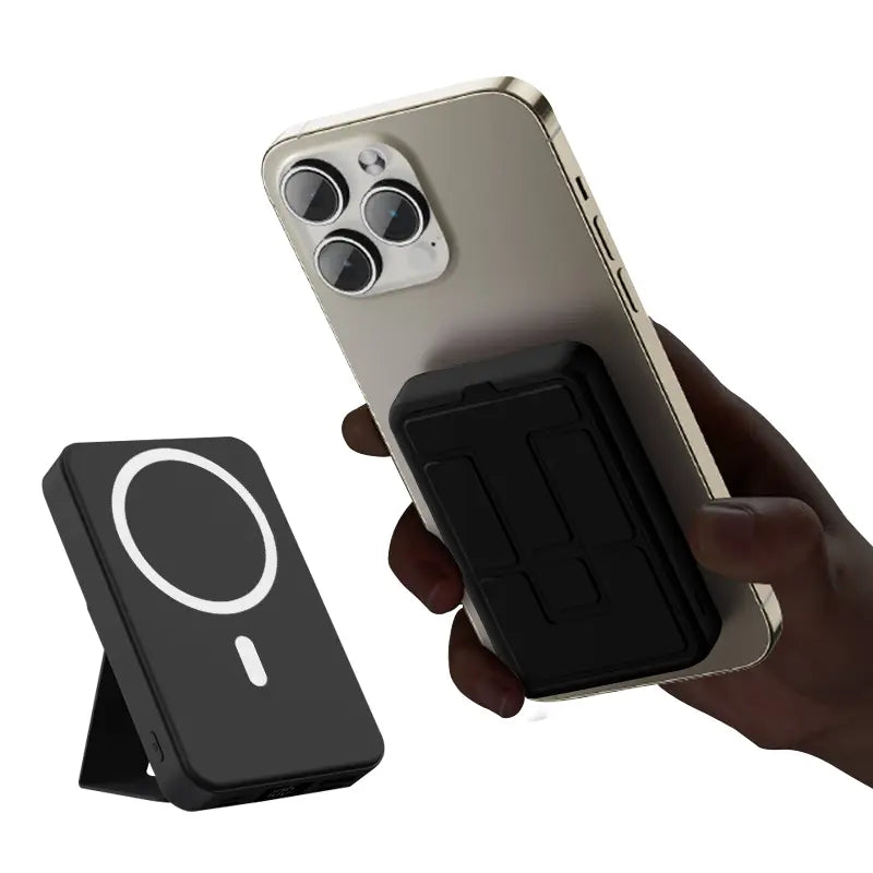 10000mAh Magnetic Power Bank – Portable Charger with Foldable Stand, LED Digital Display, Charge iPhone & Android Devices Simultaneously