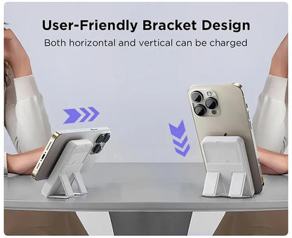 10000mAh Magnetic Power Bank – Portable Charger with Foldable Stand, LED Digital Display, Charge iPhone & Android Devices Simultaneously