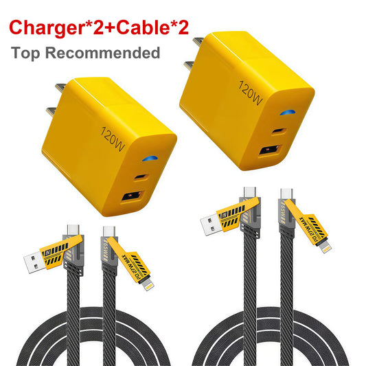 120W High-Speed Smart Fast Charger | Auto Detects Device Power | USB-C / USB-A Compatible